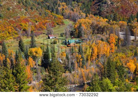 Aerial view of autumn landscape in Colorado