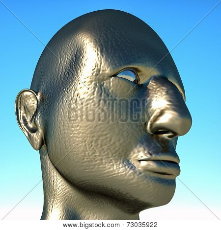 Portrait of dictator on blue sky background