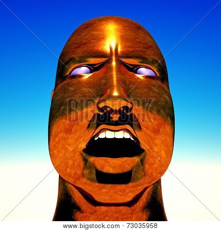 Dictator Mussolini portrait on sky background