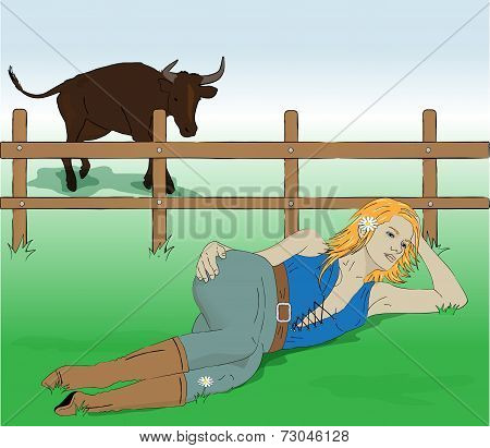 Cowgirl  with flower