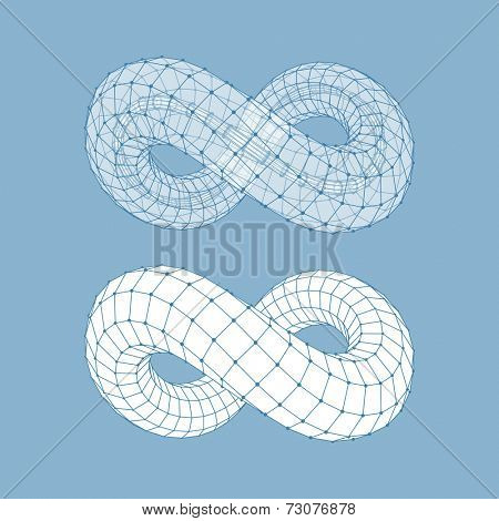Infinity symbol. Can be used as design element, emblem, icon. 3d vector illustration. 