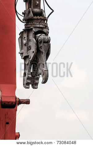 Demolition Crane On Construction Site.