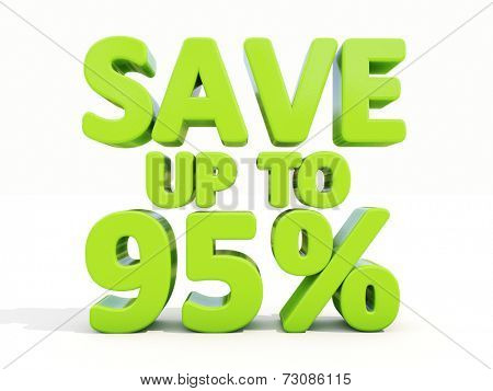 The phrase Save up to % on a white background