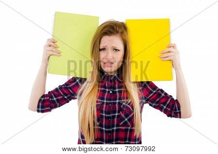 Young student isolated on white