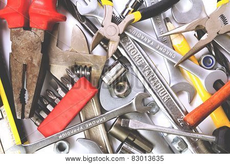 Tools collection on white background