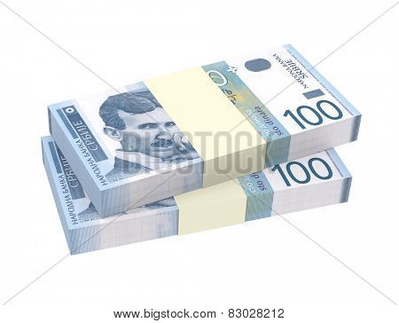 Serbian dinar isolated on white background. Computer generated 3D photo rendering.