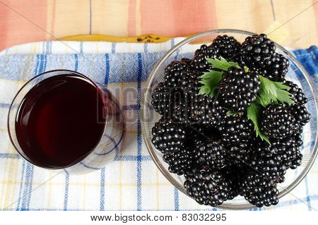 Mulberries And Juice View From Above