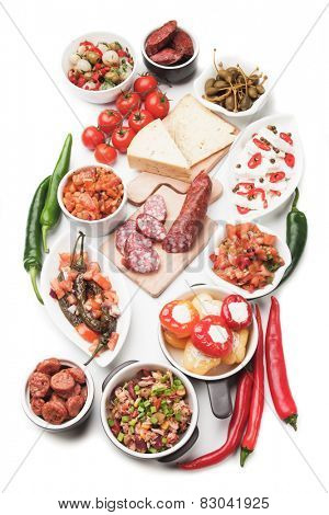 Tapas or antipasto food, mediterranean cold buffet great for parties