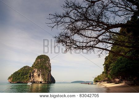 Big Cliff In Azure Sea Water