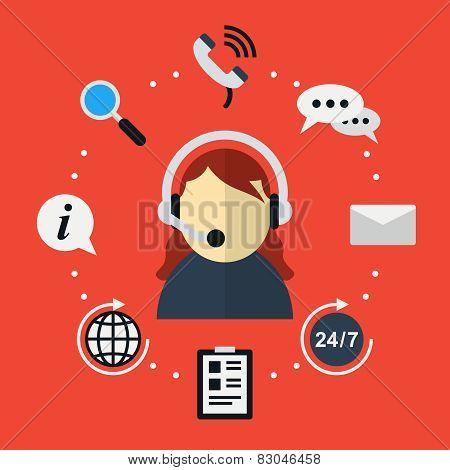 Customer support icon in flat style