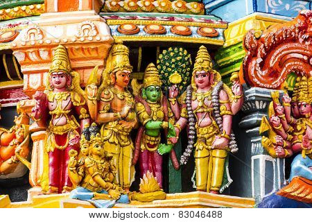 Architecture inside Hindu temple depicting marriage of Lord Shiva with Goddess Meenakshi