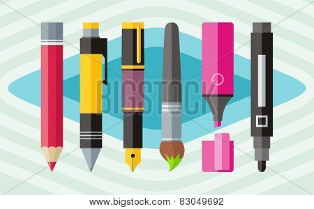 Big set engineering office pens and pencils