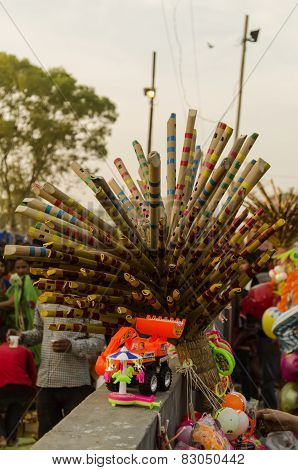 colorful bamboo flute