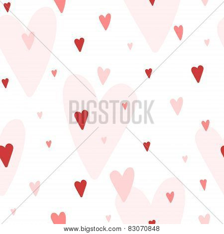 Vector seamless pattern with hearts different shades of red