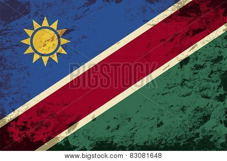 Namibian flag. Grunge background. Vector illustration