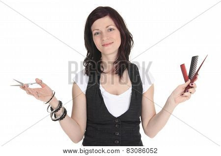 Salon Style - Hairdresser in studio white background