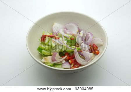 Acar, Ajat, Islamic salad, Vinegar pickled vegetable for grilled pork satay