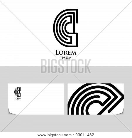 Abstract letter C. In shape labyrinth