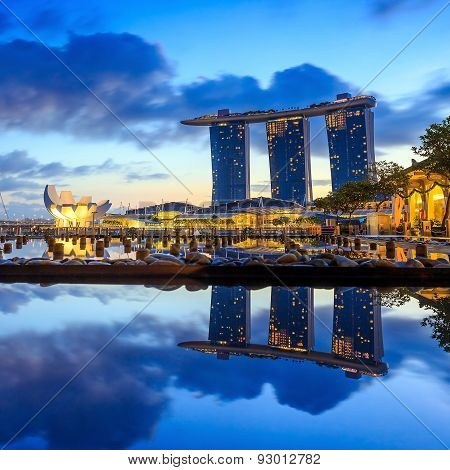 Sunrise In The Morning At Singapore Marina Bay