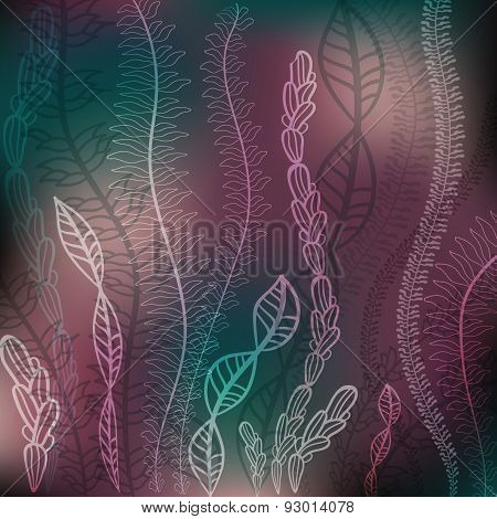Vector underwater background with algae