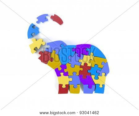 Colorful Puzzle Pieces In Elephant Shape