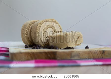 Coffee And Chocolate Roll Cake