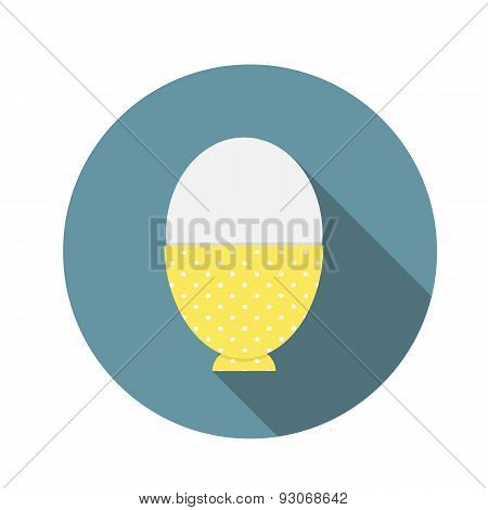 Soft-Boiled Egg Flat Icon with Long Shadow, Vector Illustration