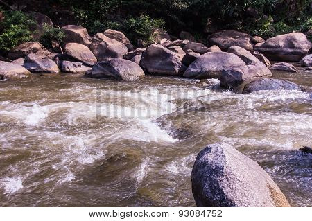 Rocks And Nature On The River, Maetaeng Chiangmai Thailand