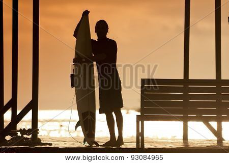 Surfer  At Sunset Tme