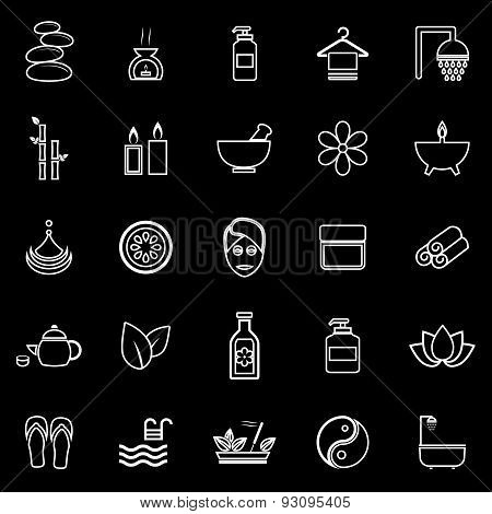 Spa Line Icons On Black Background