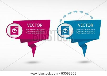 Washing Machine On Origami Paper Speech Bubble Or Web Banner, Prints
