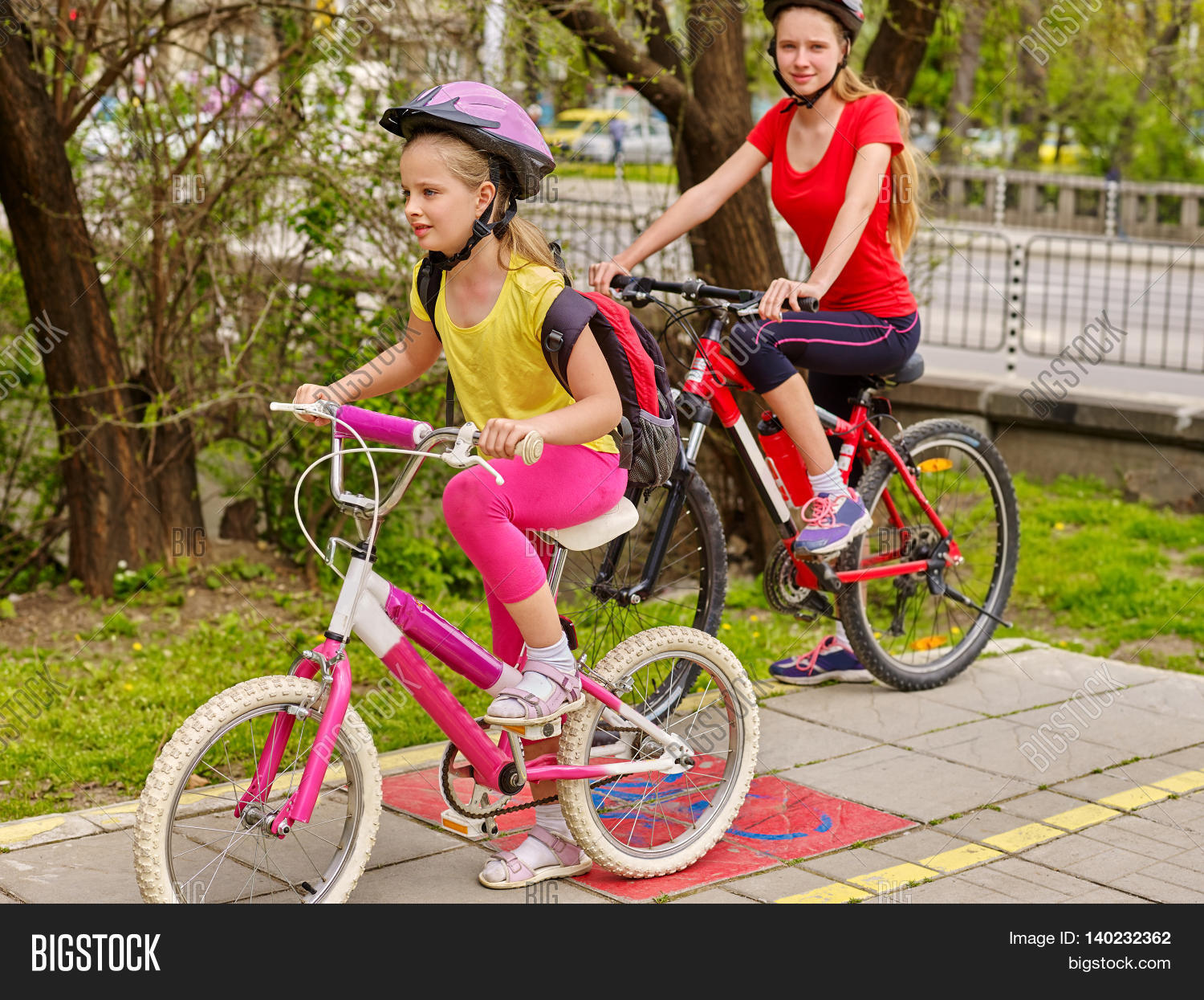 Bikes Bicyclist Girl. Two Sisters Image & Photo Bigstock