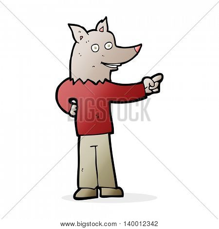 cartoon wolf man pointing