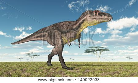 Computer generated 3D illustration with the dinosaur Tyrannotitan