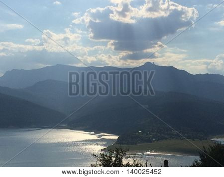 Romania, August 24, 2015, Hangu Village near Ceahlau Massif-View over Bicaz Lake