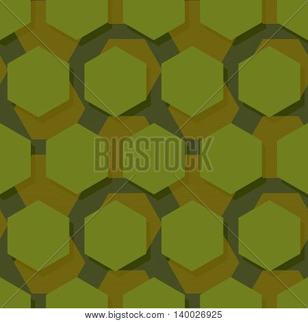 Military Polygonal Seamless Pattern. Army Abstract Hexagon Texture. Protective Ornament For Soldiers