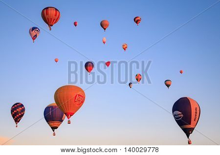 Kungur town, Russia - June 25 2016, - hotfire balloons festival,