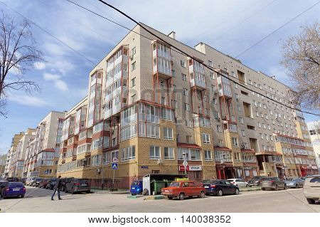 Nizhny Novgorod Russia. - April 26.2016. Residential brick multi-storey building the street Izhora 11