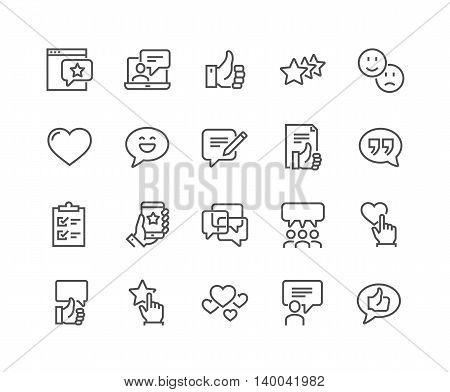 Simple Set of Testimonials Related Vector Line Icons. Contains such Icons as Customer Relationship Management, Feedback, Review, Emotion symbols and more. Editable Stroke. 48x48 Pixel Perfect.