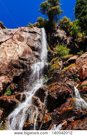 Grizzly Falls is probably the most attractive waterfall on a typical tour into the Cedar Grove section of Sequoia National Forest near Kings Canyon National Park.