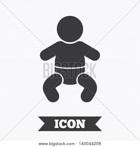 Baby infant sign icon. Toddler boy with diapers symbol. Child WC toilet. Graphic design element. Flat infant symbol on white background. Vector