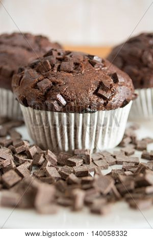 Chocolate Cupcake Covered With Chocolate Crumbs