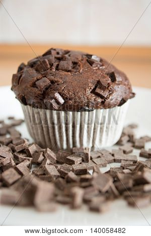 Chocolate Cupcake Covered With Chocolate Crumbs
