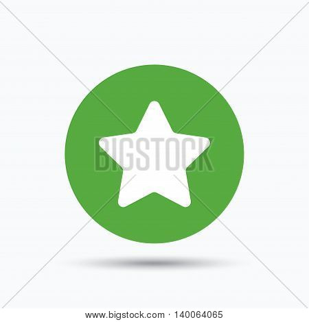 Star icon. Favorite or best sign. Web ranking symbol. Flat web button with icon on white background. Green round pressbutton with shadow. Vector