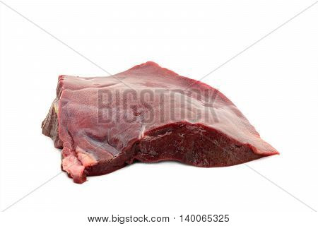 Raw pork liver isolated on white background