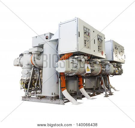Isolated gas insulated switchgear ( GIS ) on white with clipping path