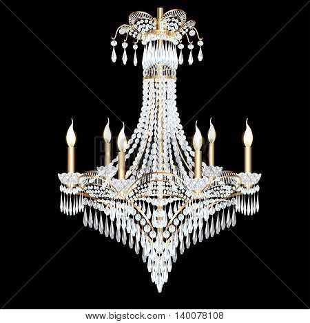 illustration of a modern chandelier with crystal pendants