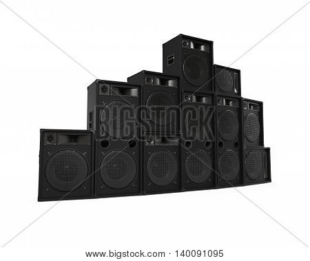 Speakers Sets isolated on white background. 3D render