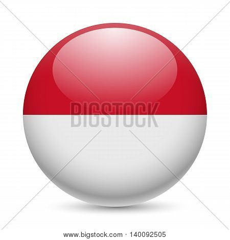 Flag of Monaco as round glossy icon. Button with Monacan flag
