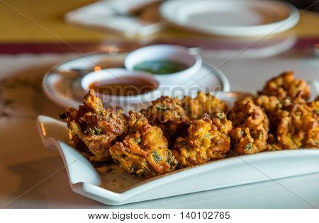 Indian Pakoras in Window Light on table